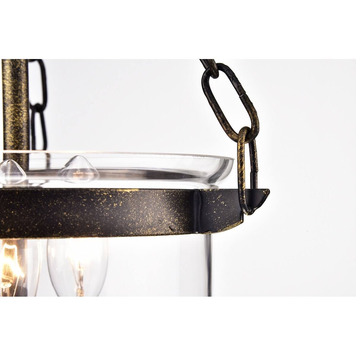 Antique Bronze 3-Light Glass Lantern Semi Flush Mount K332
