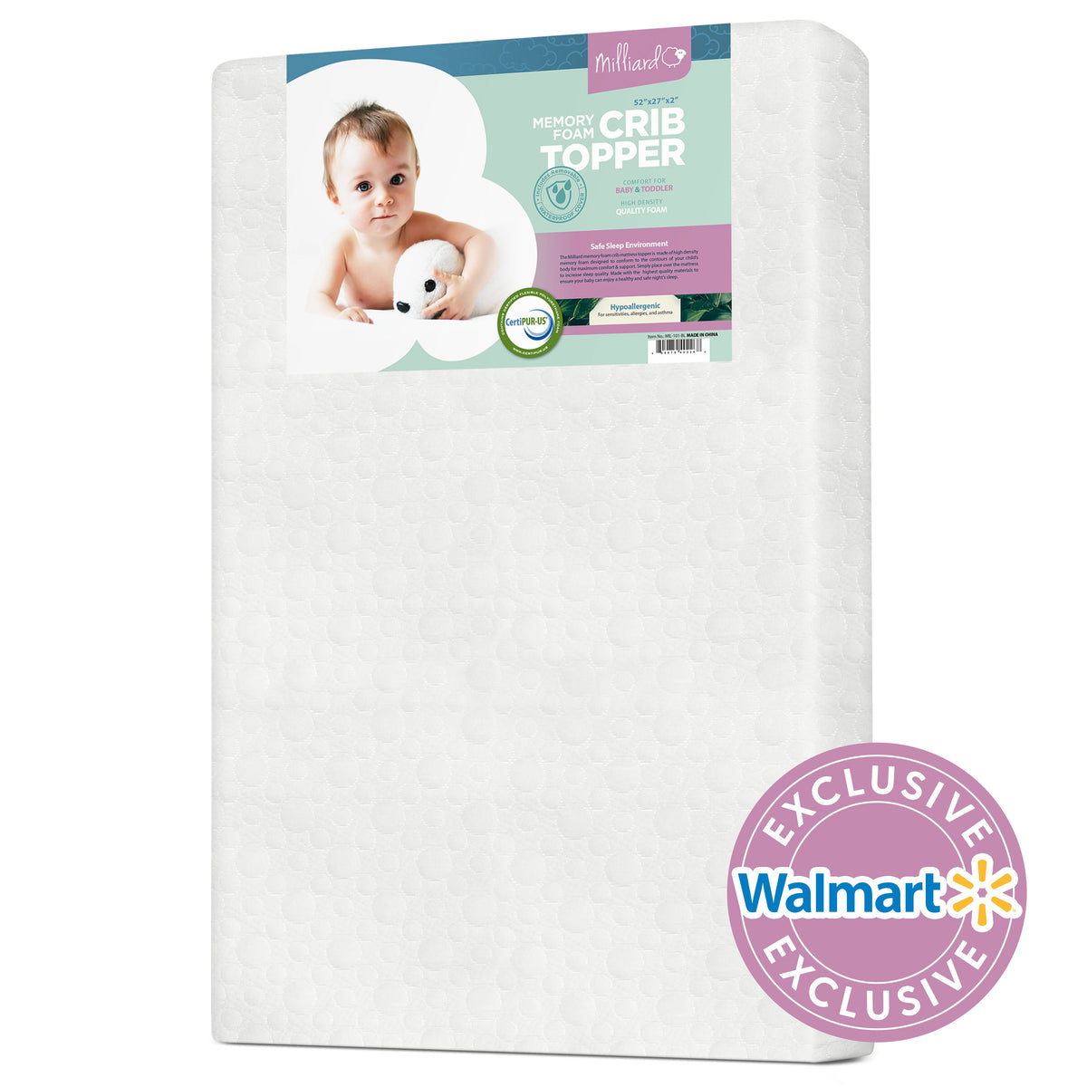 Ventilated Memory Foam Crib and Toddler Mattress Topper with Waterproof Cotton Cover C736202