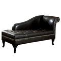Black Faux Leather Tufted Storage Chaise Lounge D1223