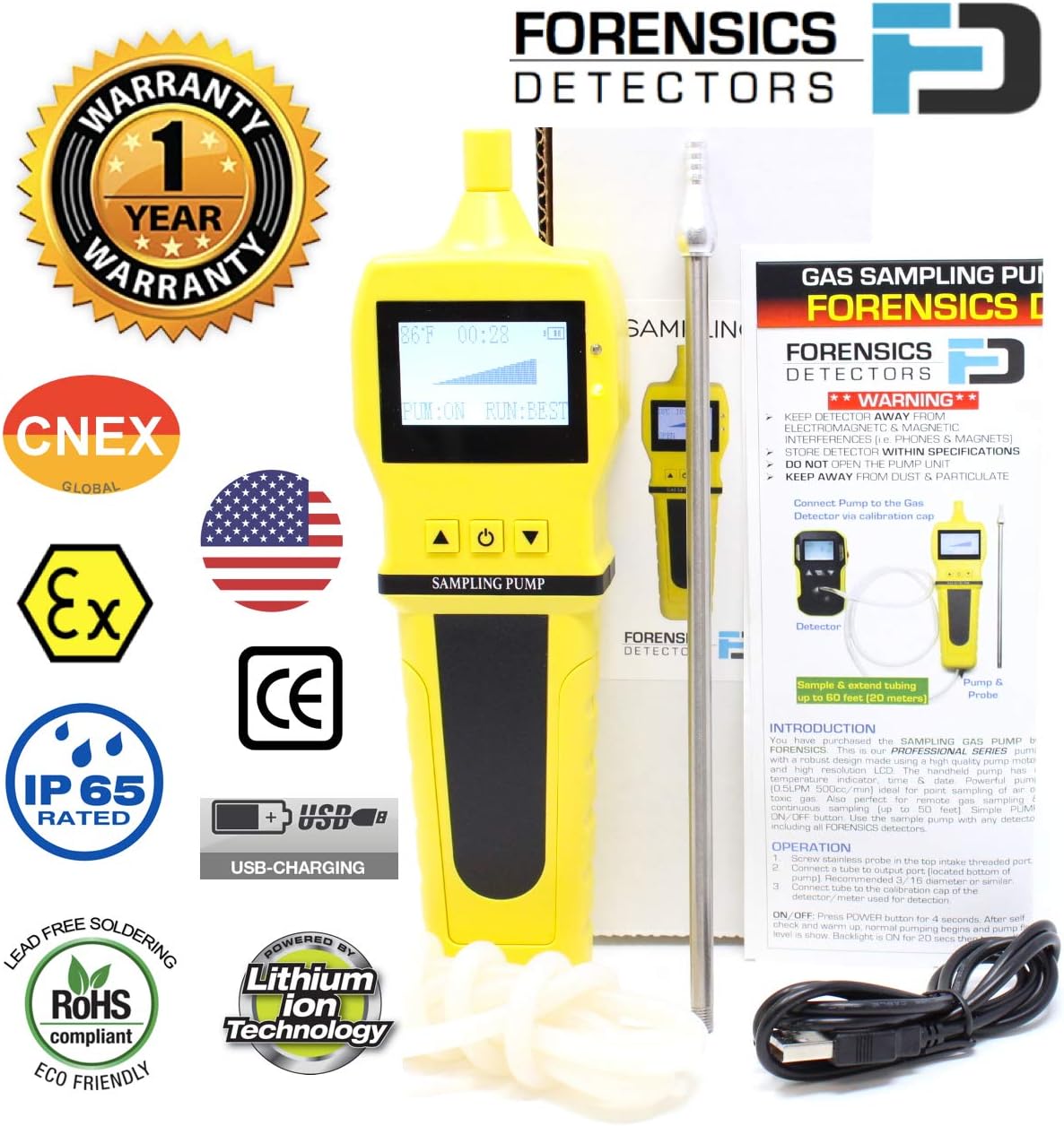 O3 Detector & Analyzer with Pump and Probe, 0-20ppm F863