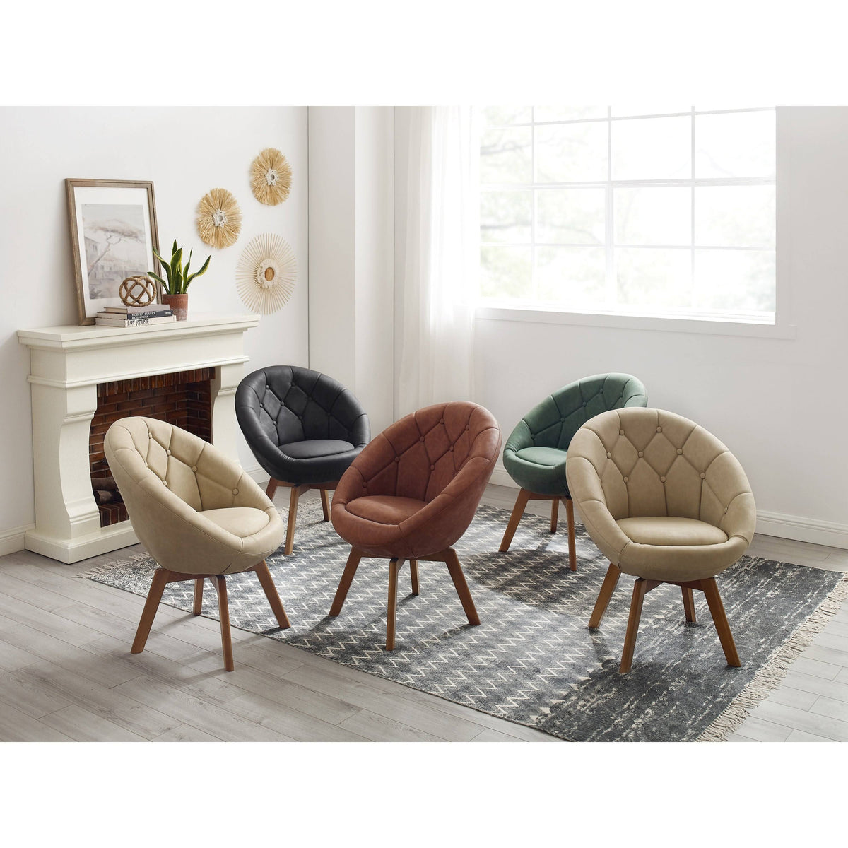 Yellow Velvet Tufted Swivel Accent Chair M80636