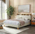 Upholstered Bed 160 x 200 cm with USB and Storage Headboard U648013