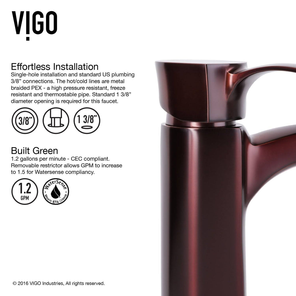 Bronze Rectangular Vessel Bathroom Sink with Faucet K97648
