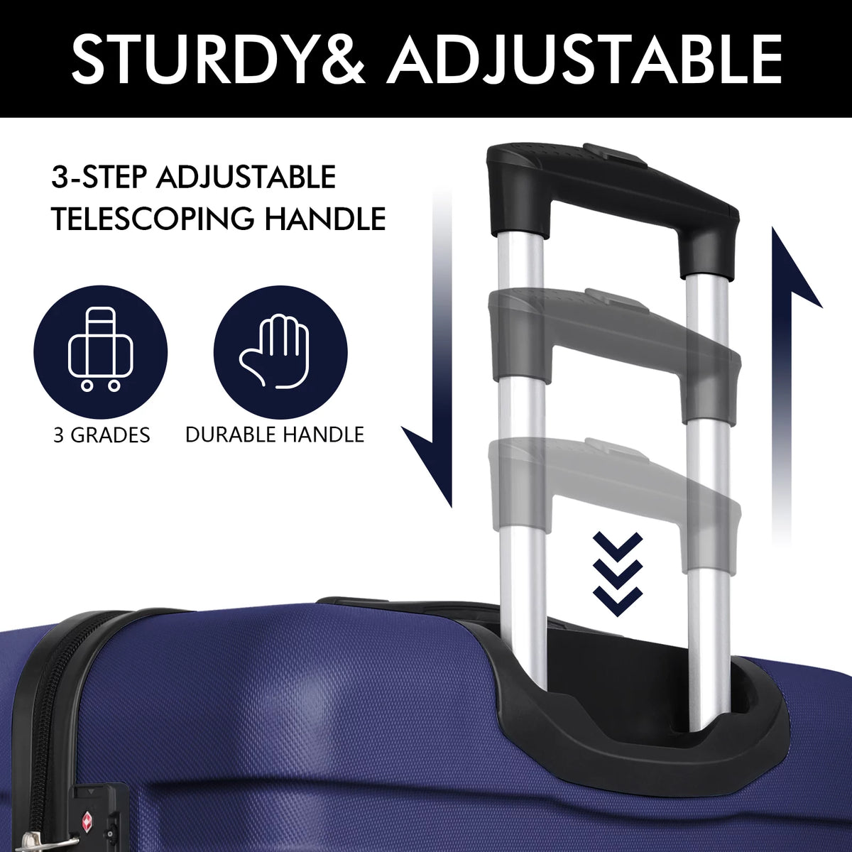 3PCS PC+ABS Hardside Lightweight Luggage Set with TSA Lock N276
