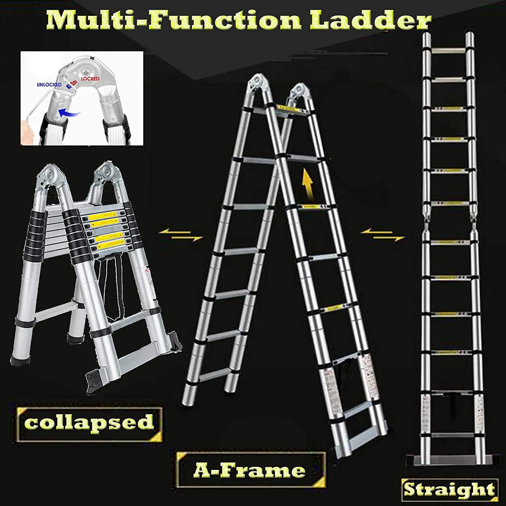 16.5Ft Aluminum Telescoping Extension Ladder with 330lbs Capacity R433609