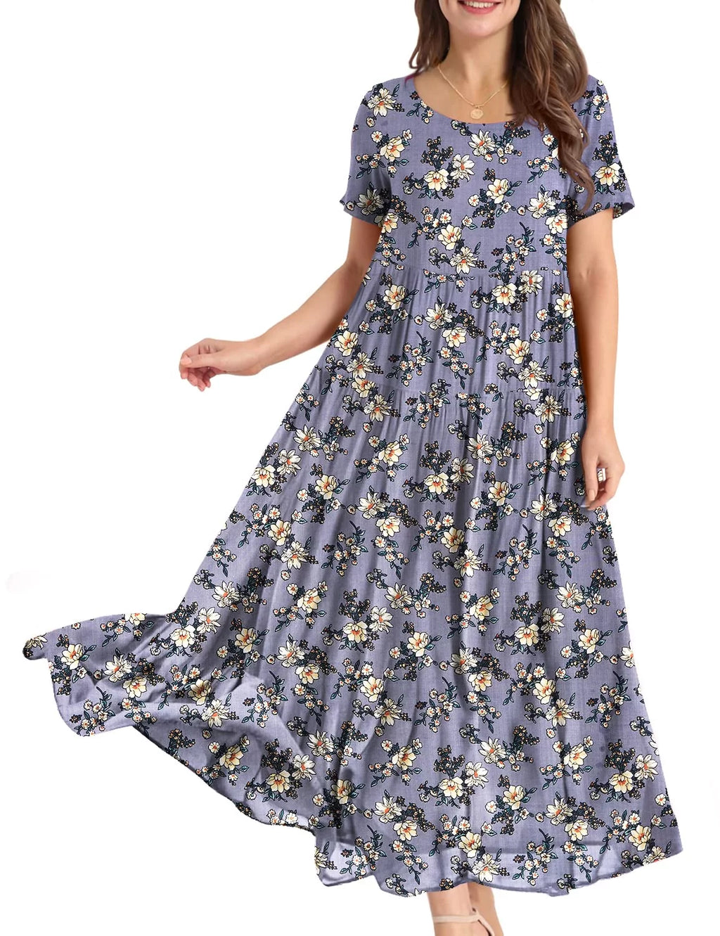 Casual Loose Floral Maxi Dress U9512