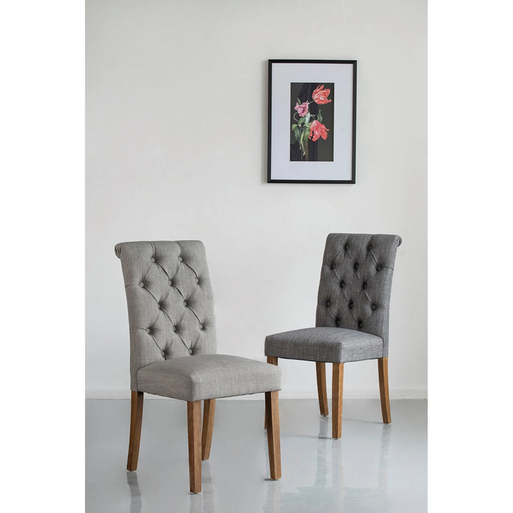 Gray Tufted Back Wooden Dining Chairs with Soft Cushion T144