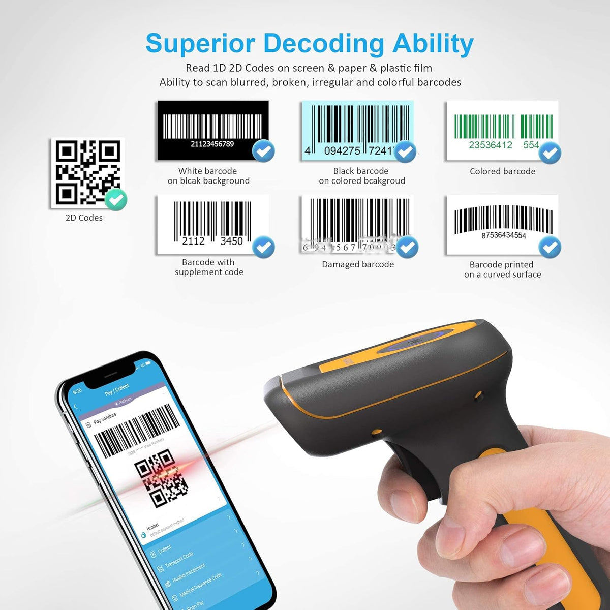 Cordless 2D Handheld Barcode Scanner with USB Dongle K913620