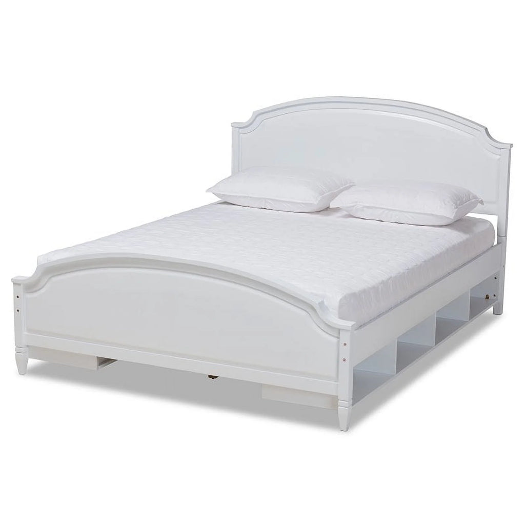 White Finished Wood Full Size Storage Platform Bed C91302