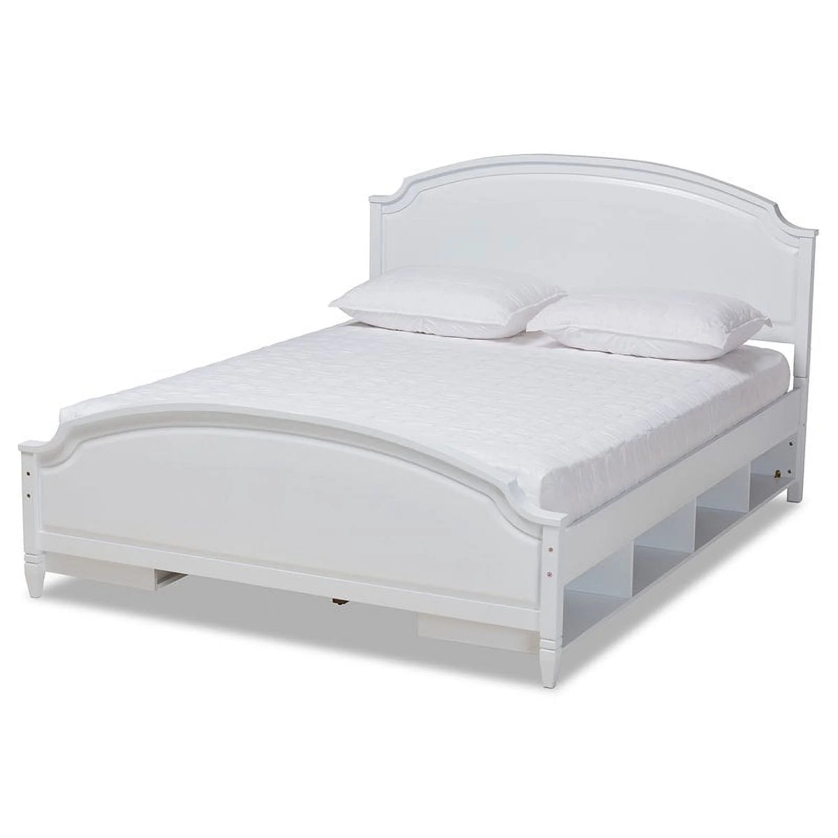 White Finished Wood Full Size Storage Platform Bed C91302