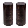 Dark Brown Mango Wood End Table with Storage Set of 2 W3676