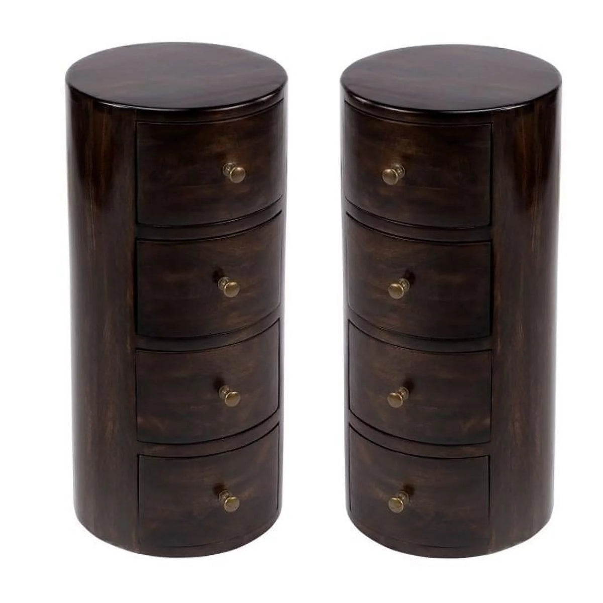 Dark Brown Mango Wood End Table with Storage Set of 2 W3676