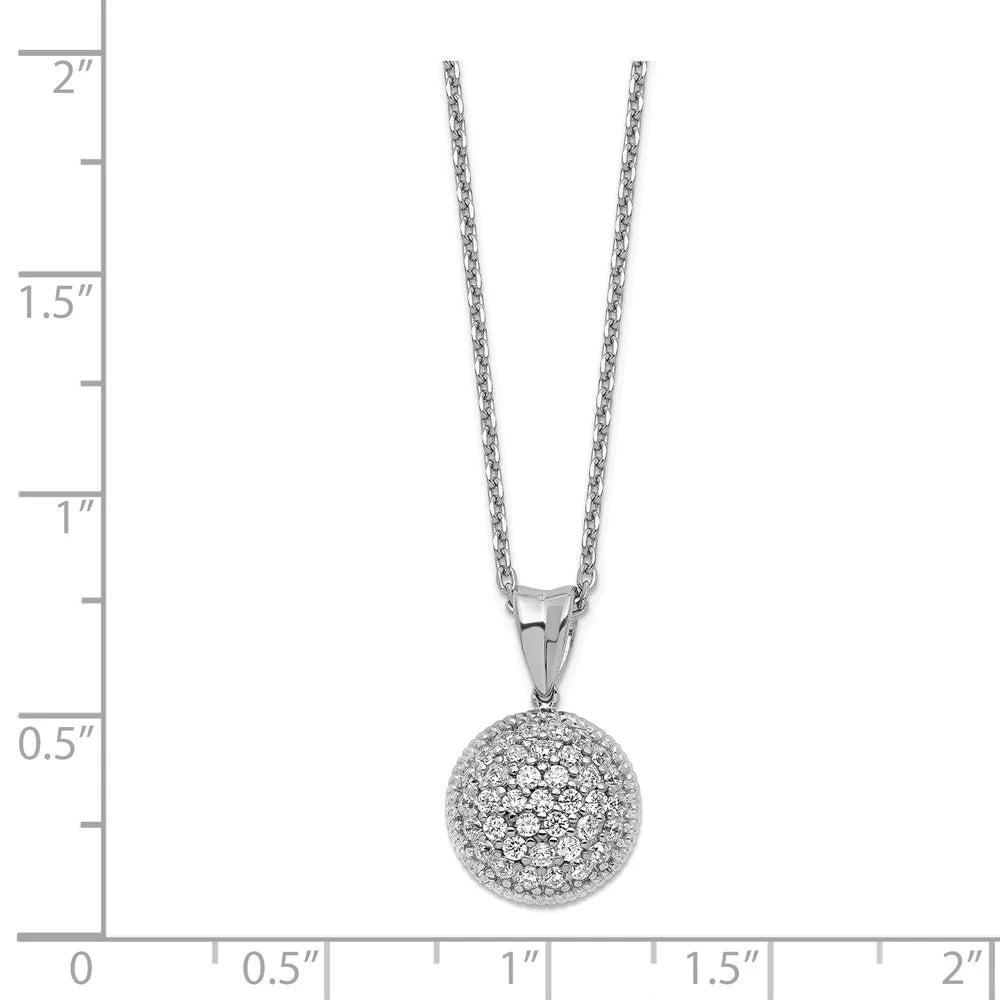 925 Sterling Silver CZ Circle 18in Necklace with Lobster Clasp O169