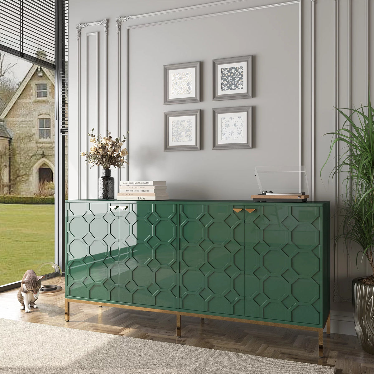 Green High Gloss TV Stand J748343