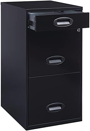 3 Drawer Metal File Cabinet Black O260441