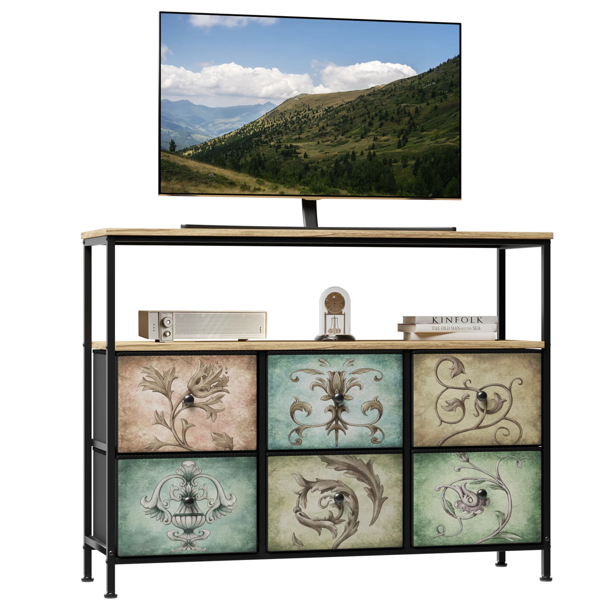 9 Drawer Dresser with Steel Frame Wooden Top G883960
