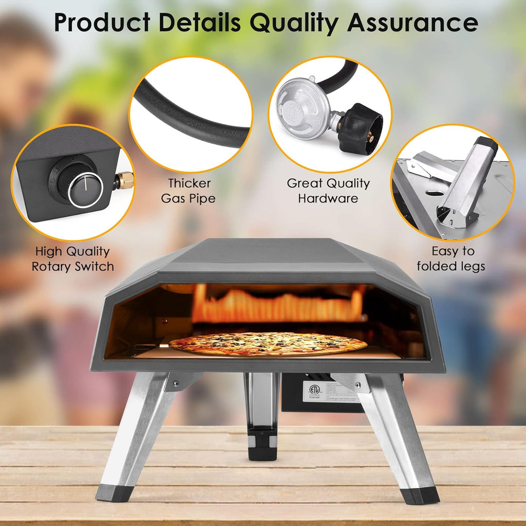 12 Portable Gas Pizza Oven with Pizza Stone and Pizza Cutter L3677