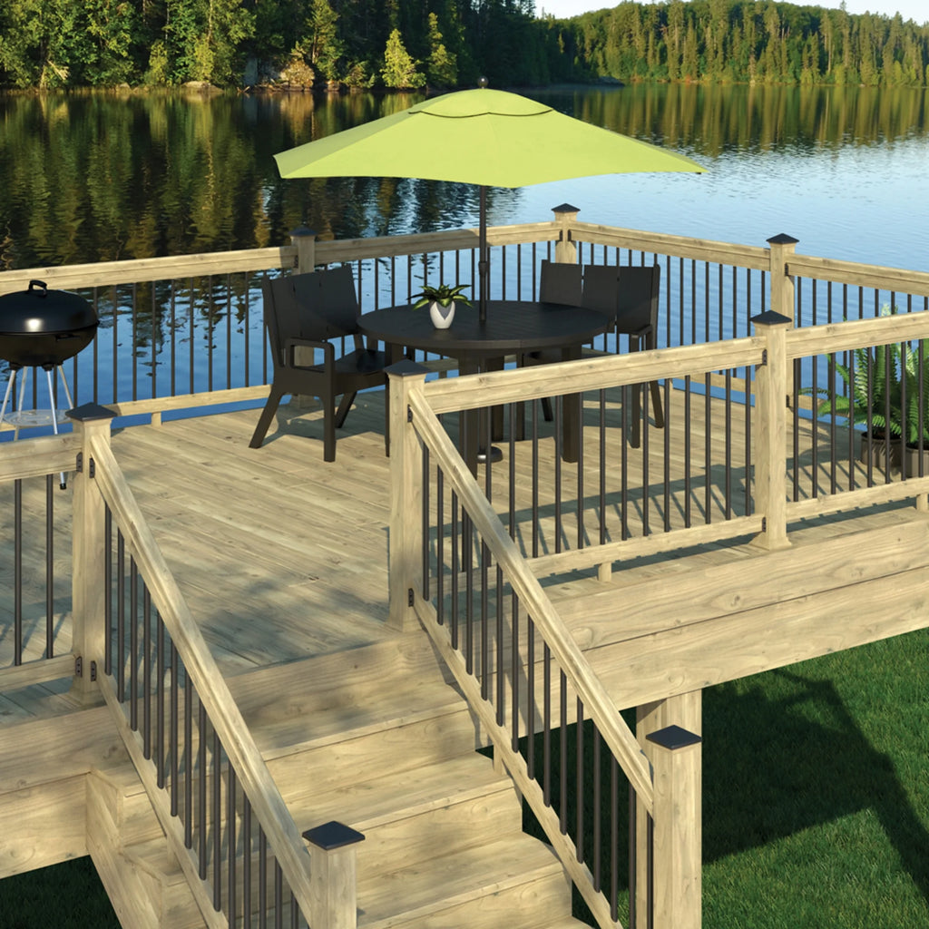 6 ft. Pressure-Treated Stair Railing Kit with Black Aluminum Balusters U520785