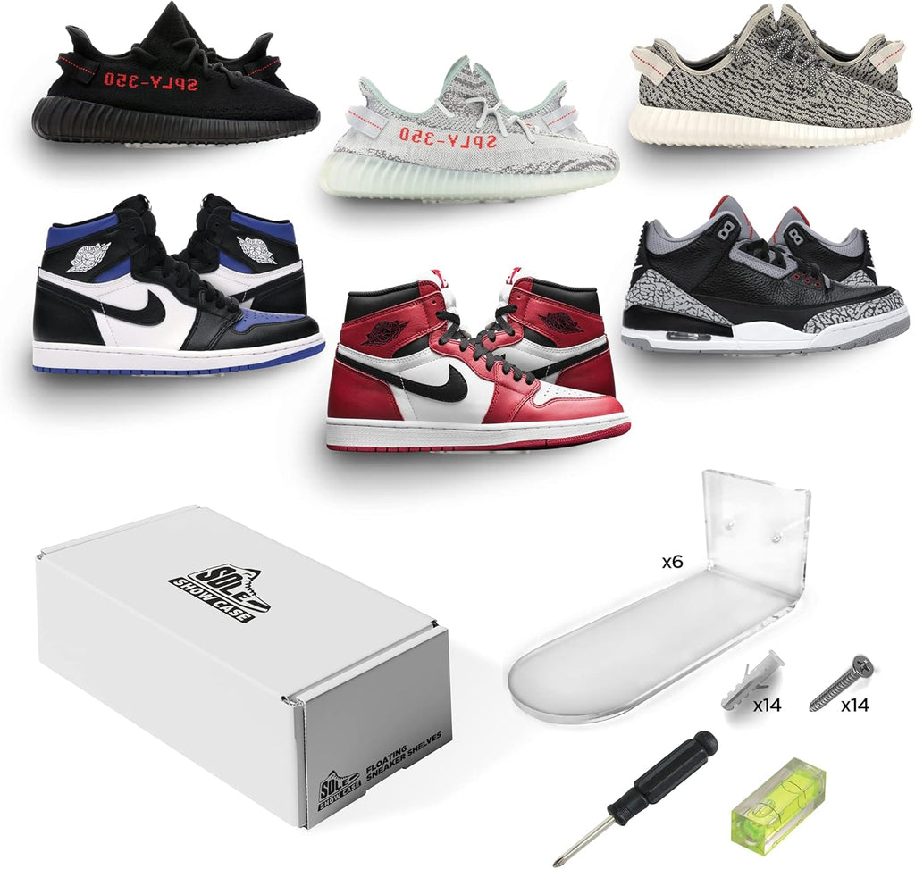 6 Clear Floating Shoe Shelves with Hardware G423714