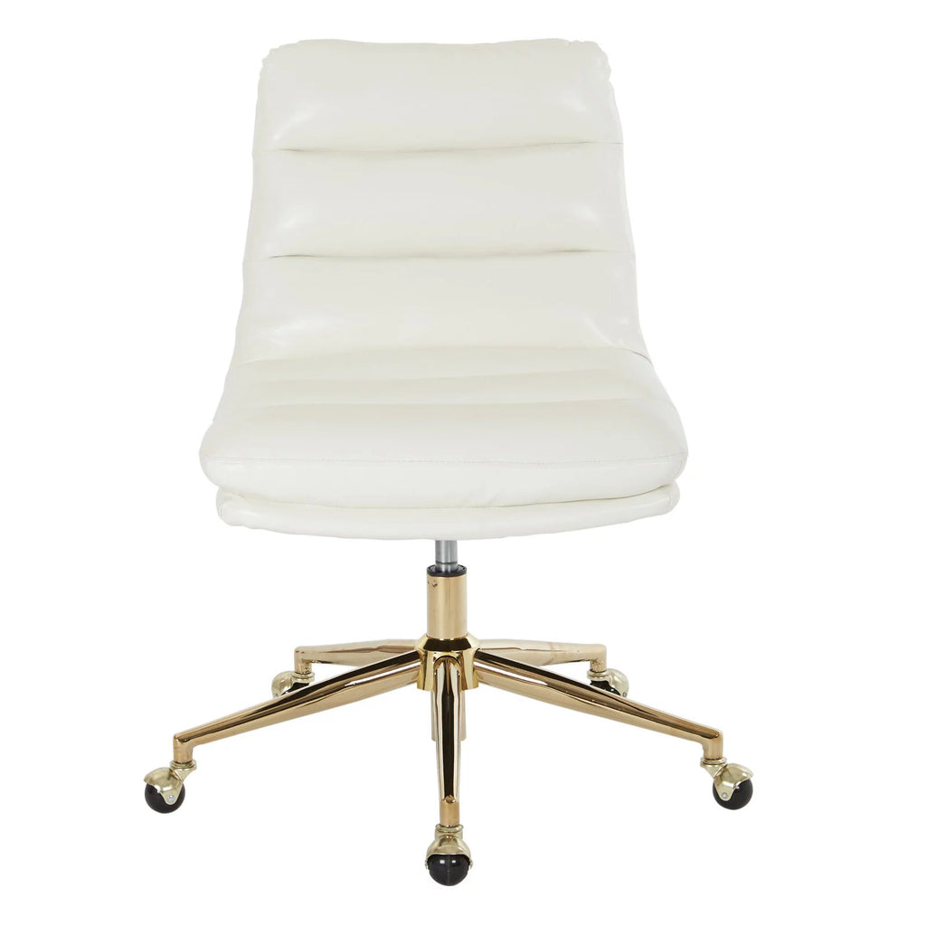 White Faux Leather Office Chair with Gold Base U745