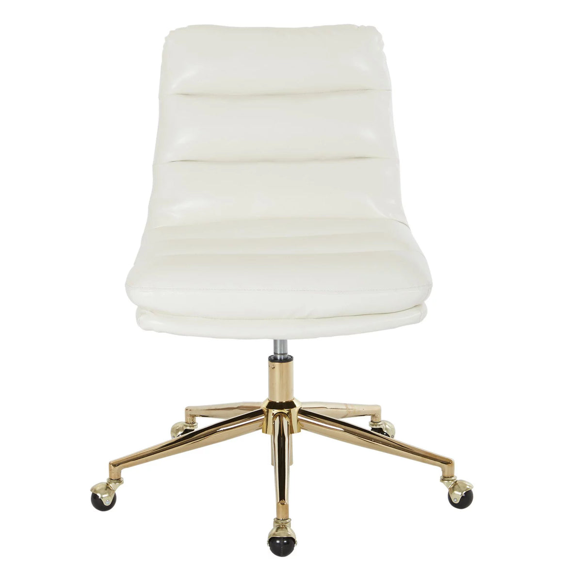 White Faux Leather Office Chair with Gold Base U745