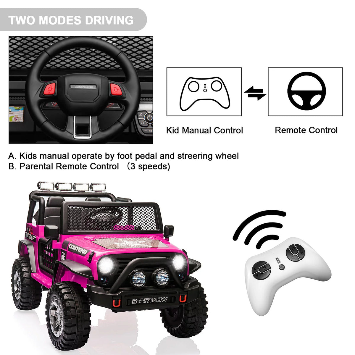 12 Volt Kids Electric Car with Remote Control 2 Seats A574