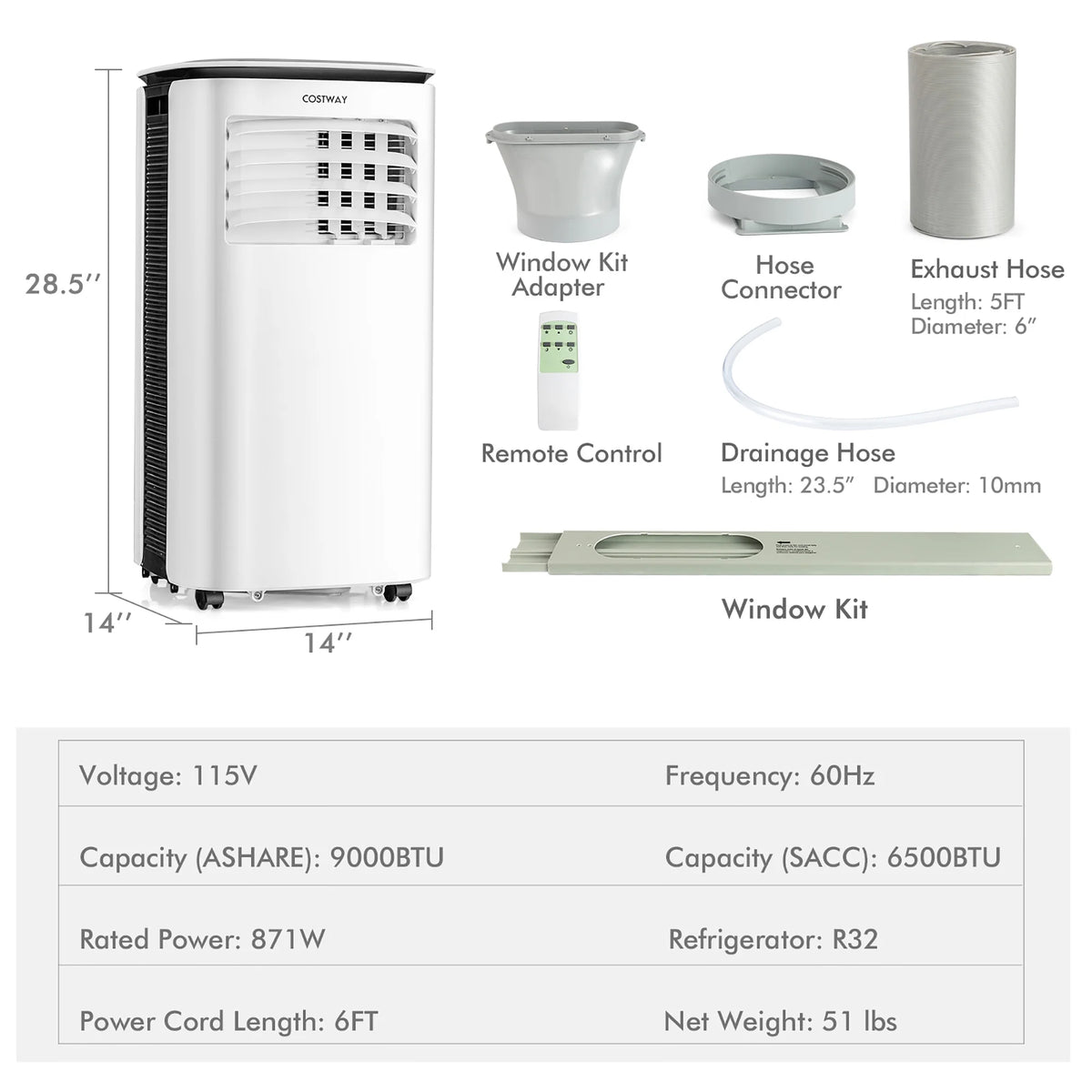6500 BTU 3 in 1 Portable Air Conditioner T2404