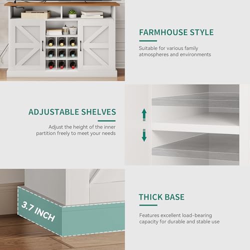 Rustic Brown Buffet Cabinet with Power Outlet and Floating Shelves B796654