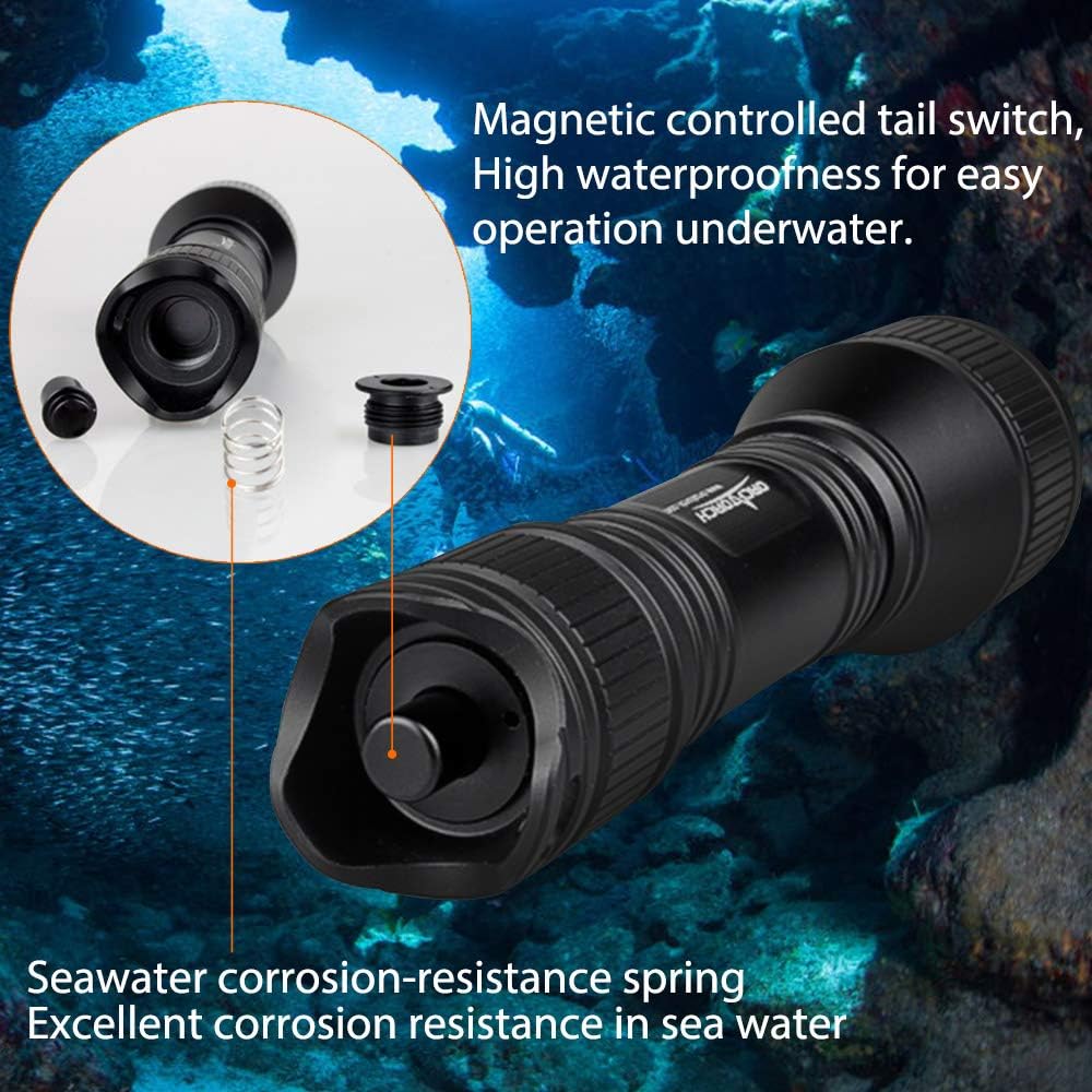 D550 Dive Light 1000 Lumens Scuba Diving Flashlight 3 Modes IP68 Waterproof Underwater Torch I6736