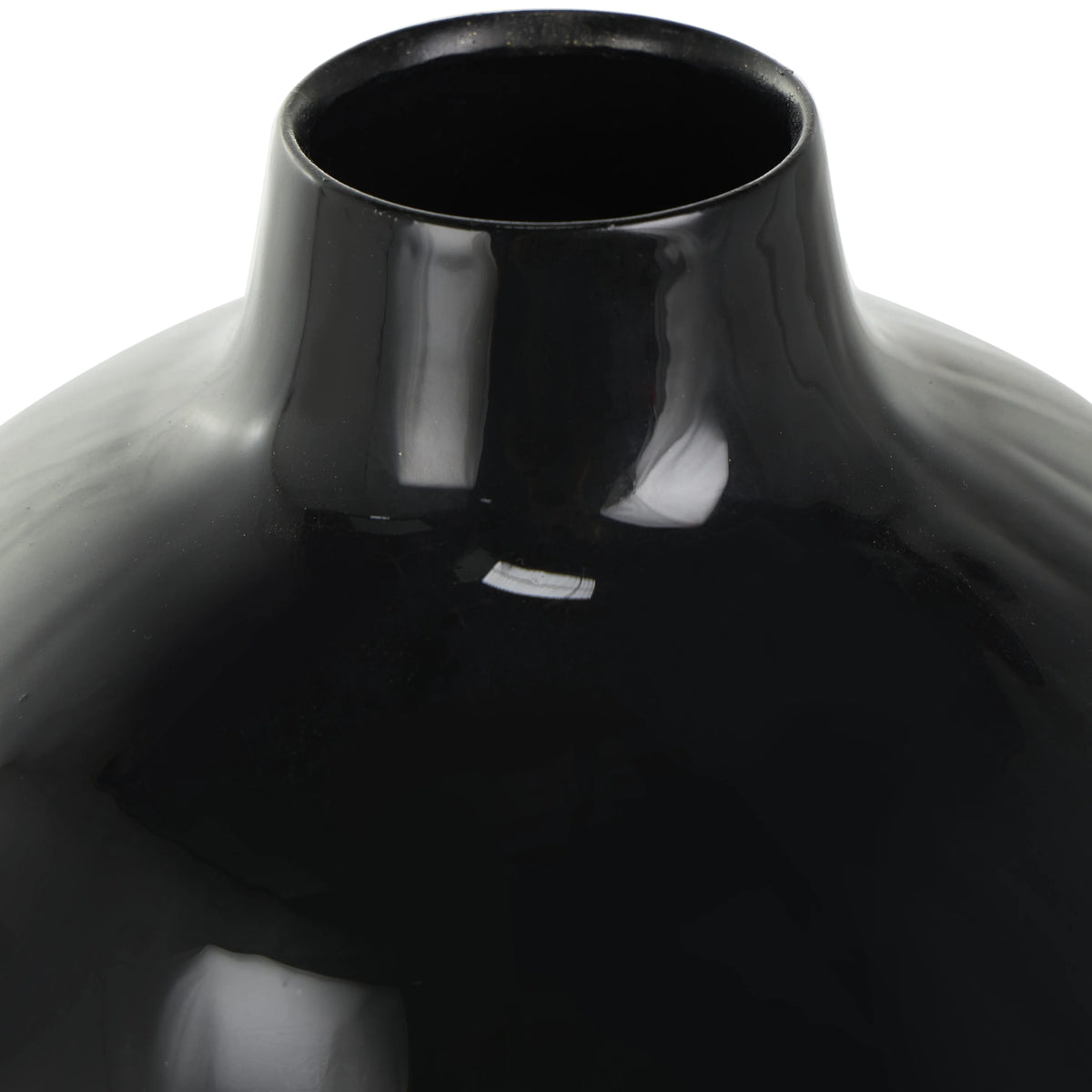 16" Abstract Black Metal Vase with Gold Detailing E87490