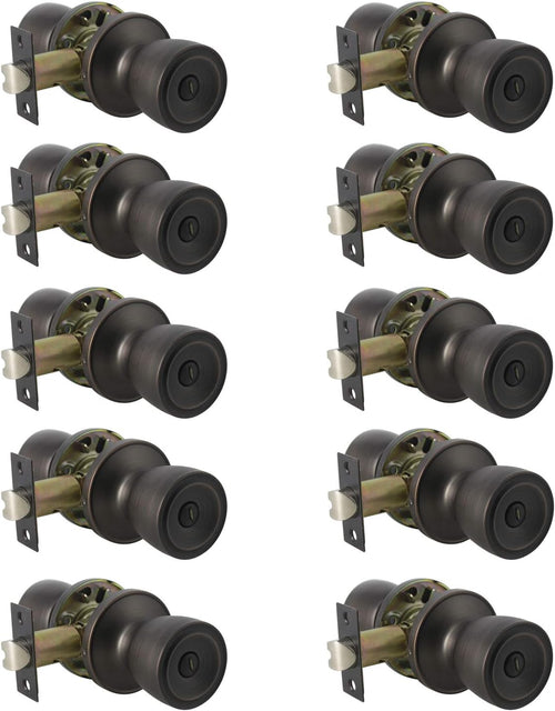 10 Pack Privacy Keyless Doorknobs in Oil Rubbed Bronze U59752