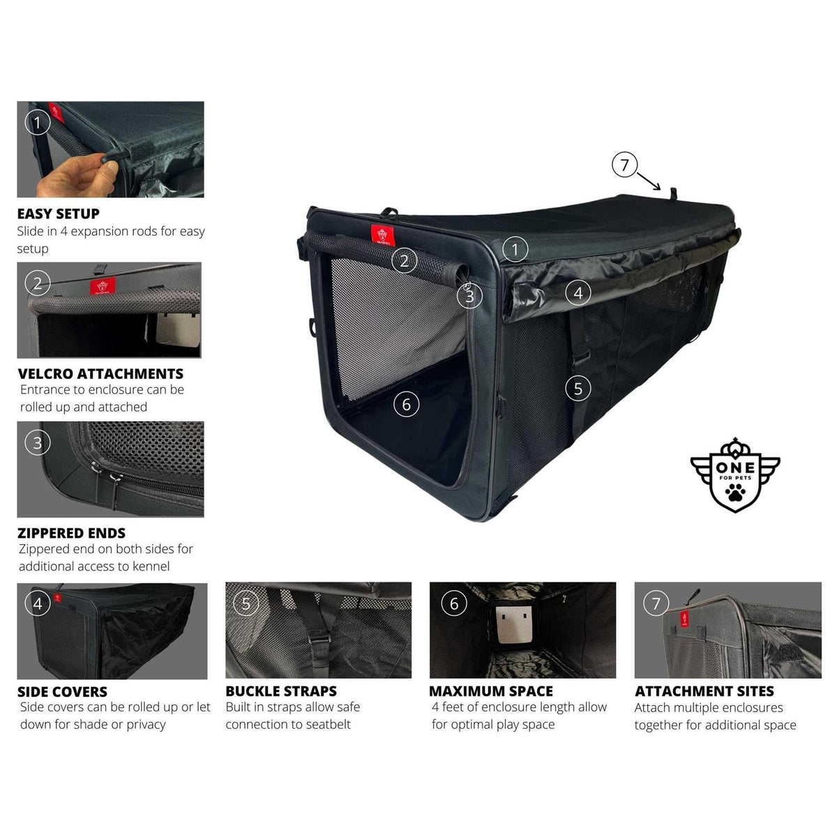 Black Cat Outdoor Playpen with Seatbelt Straps V2033