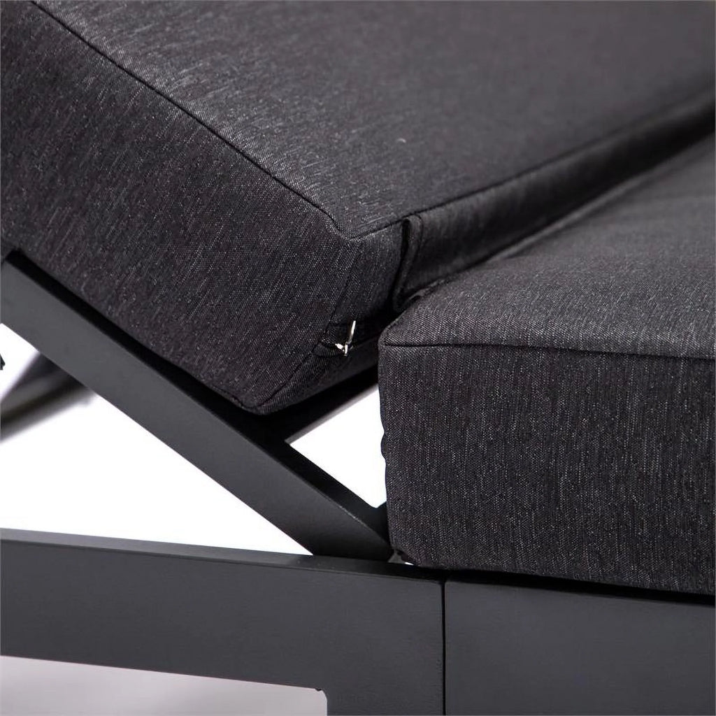 Aluminum Patio Chaise Lounge Chair with Black Cushions X15139