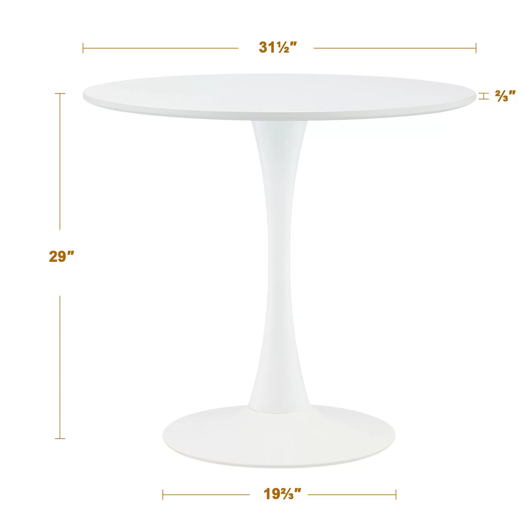 Round Dining Table 32" White Steel Pedestal T70485