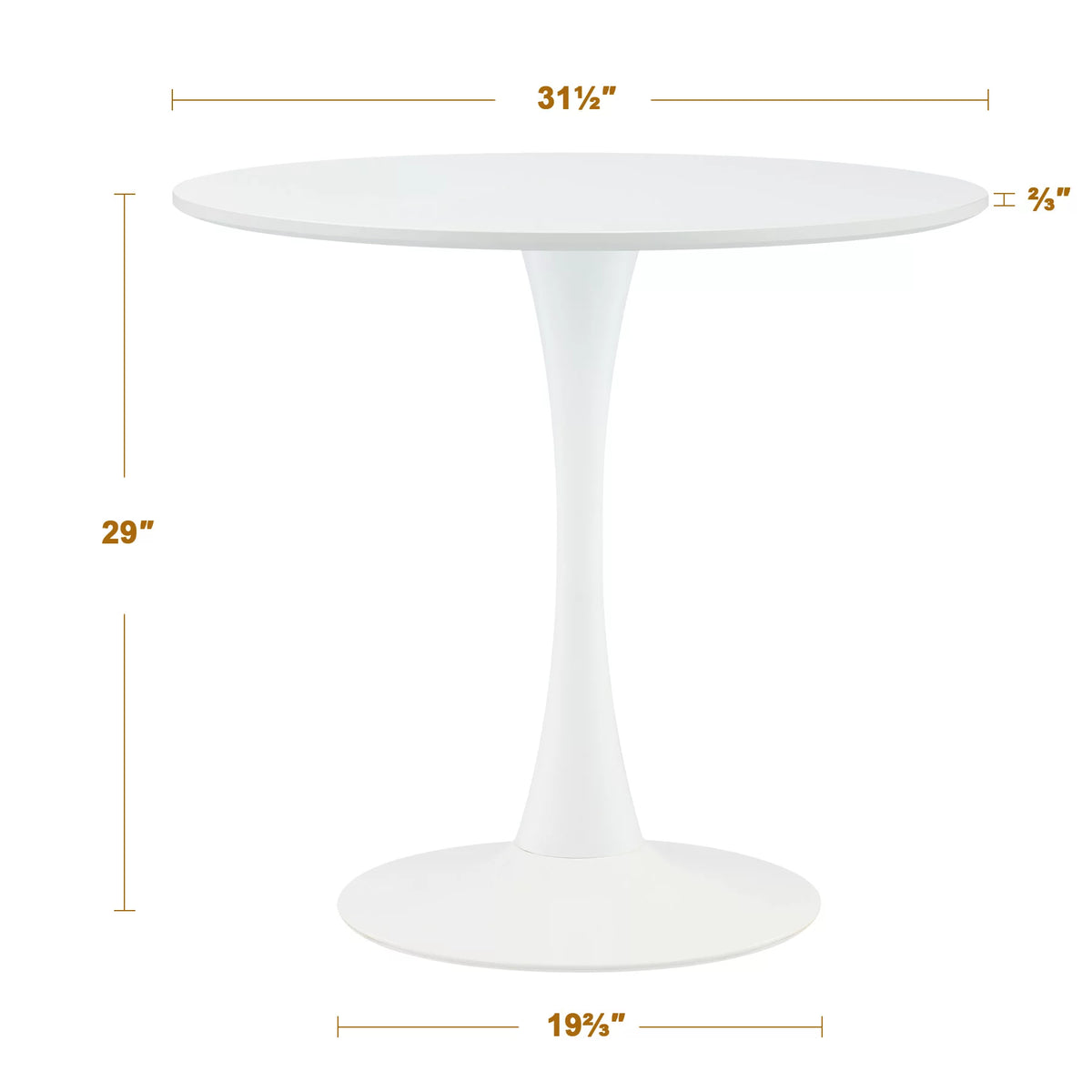 Round Dining Table 32" White Steel Pedestal T70485