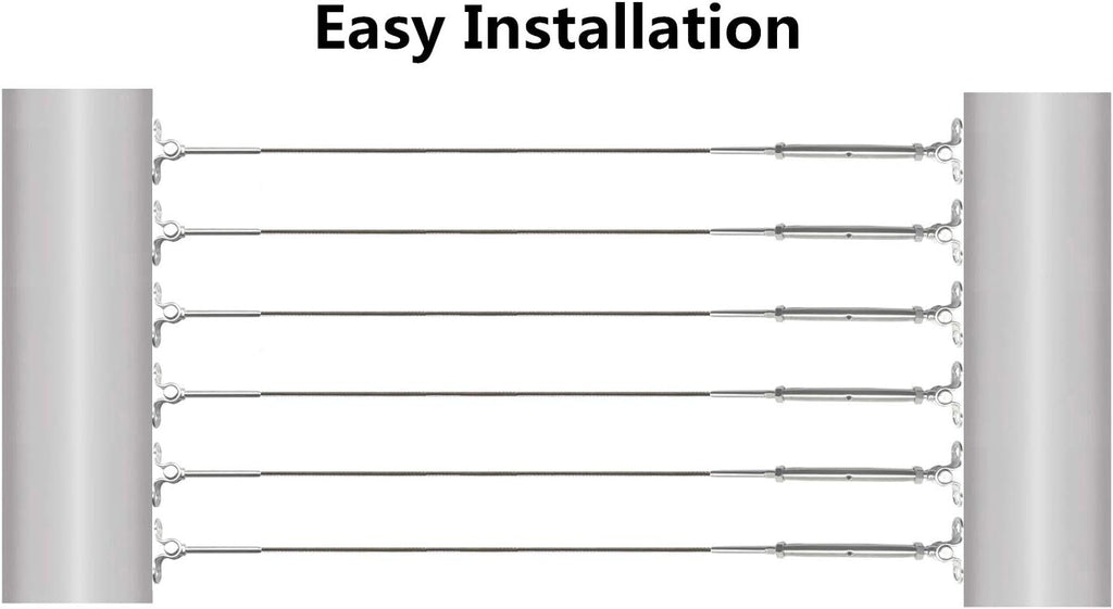 12 Pairs Stainless Steel Adjustable Angle 1/8 Wire Rope Cable Railing Hardware Kit Pack of 2 W20246