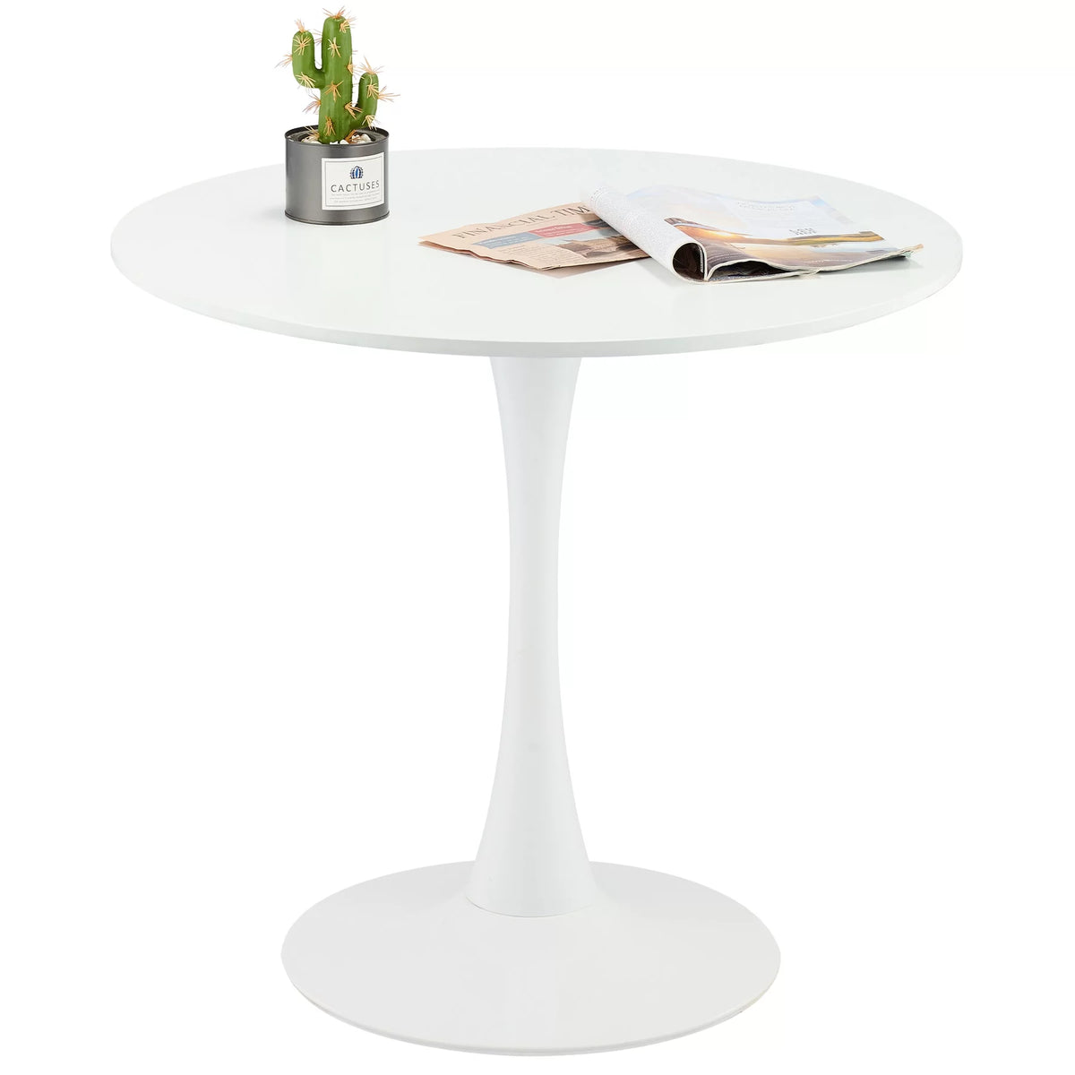 Round Dining Table 32" White Steel Pedestal T70485