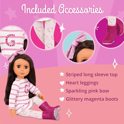 14-Inch Fashion Doll Blonde Hair Green Eyes Pink Cardigan Skirt Cat Outfit T5894