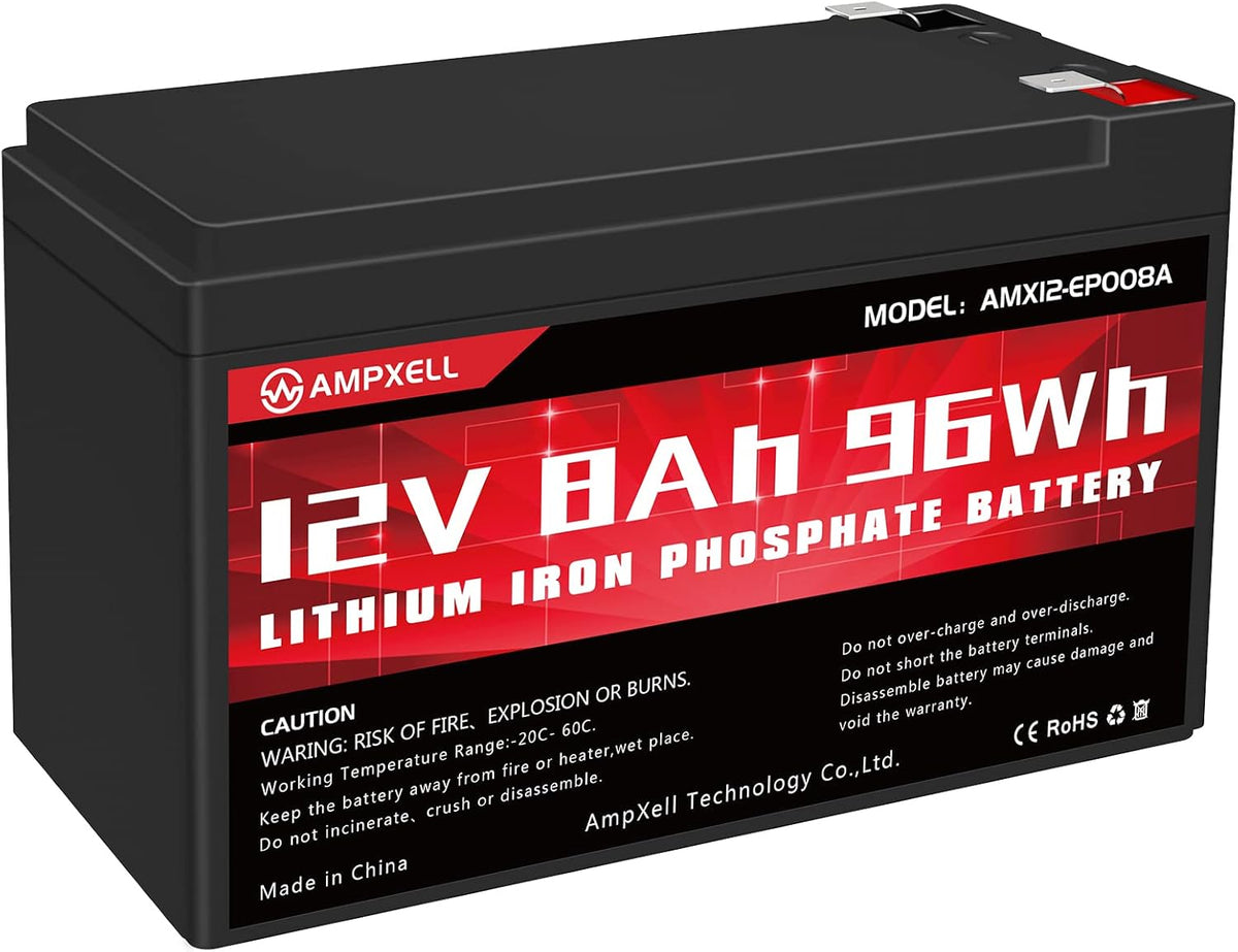 12V 8Ah Deep Cycle LiFePO4 Battery Pack of 2 W860