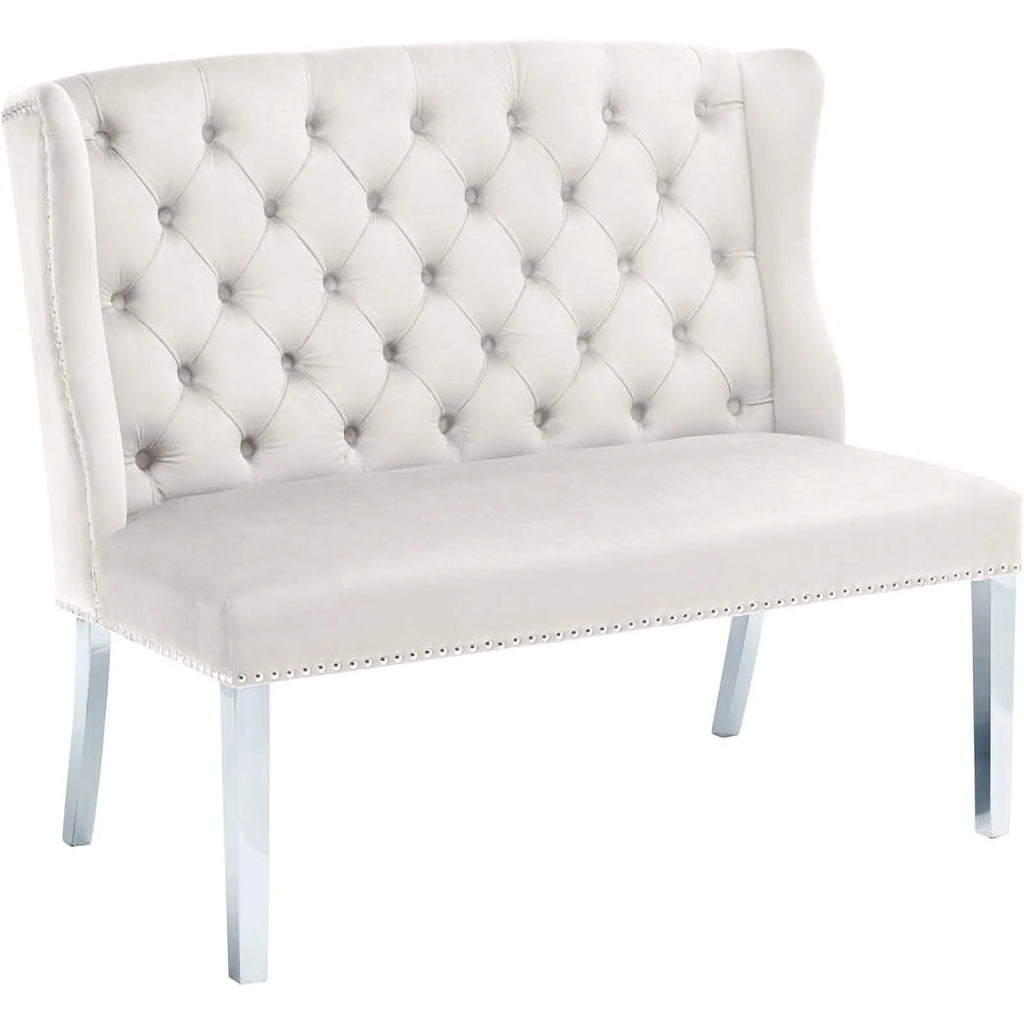 Cream Velvet Settee Bench A529