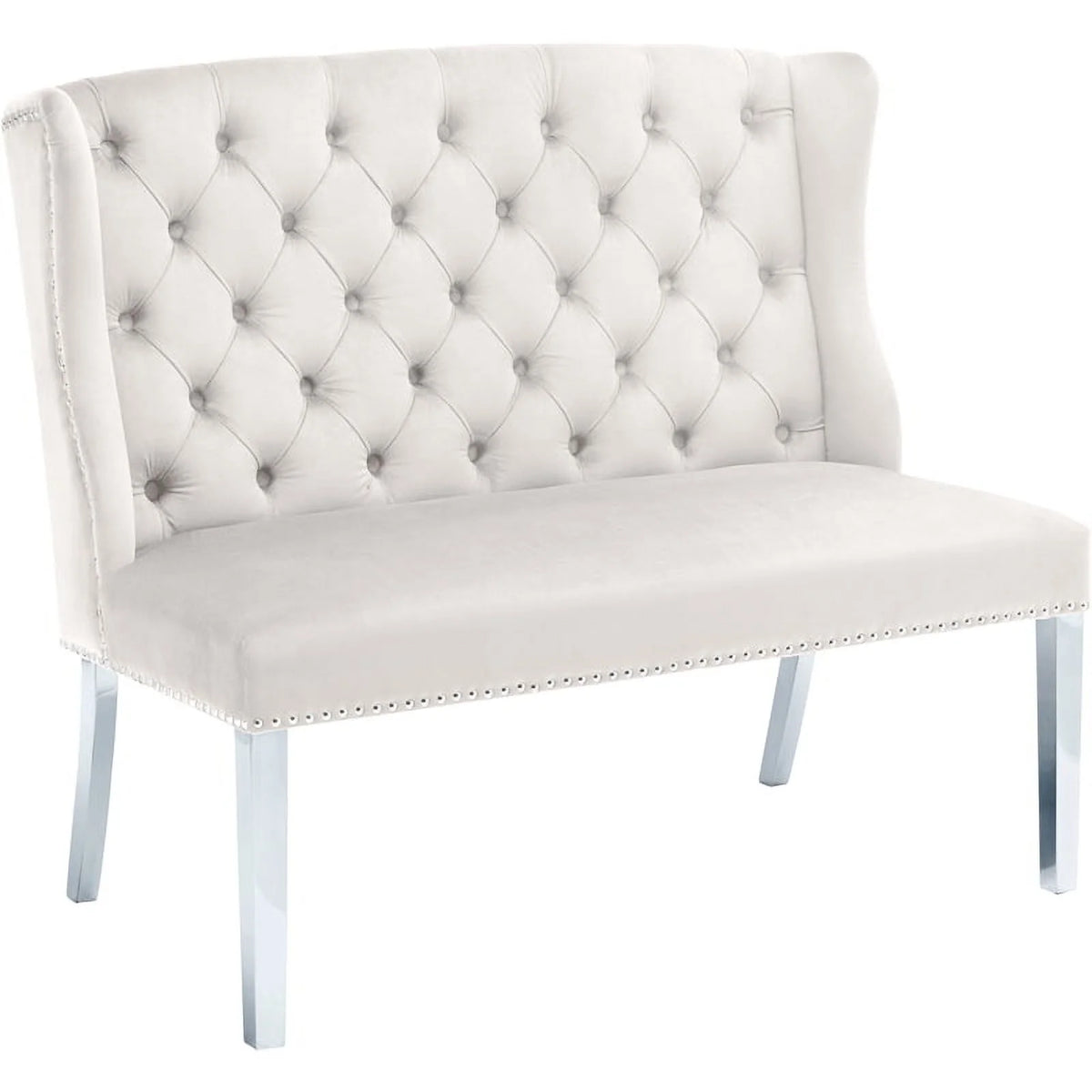Cream Velvet Settee Bench A529