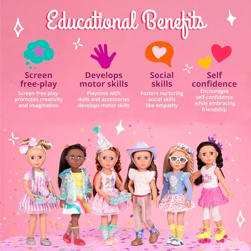 14-Inch Fashion Doll Blonde Hair Green Eyes Pink Cardigan Skirt Cat Outfit T5894