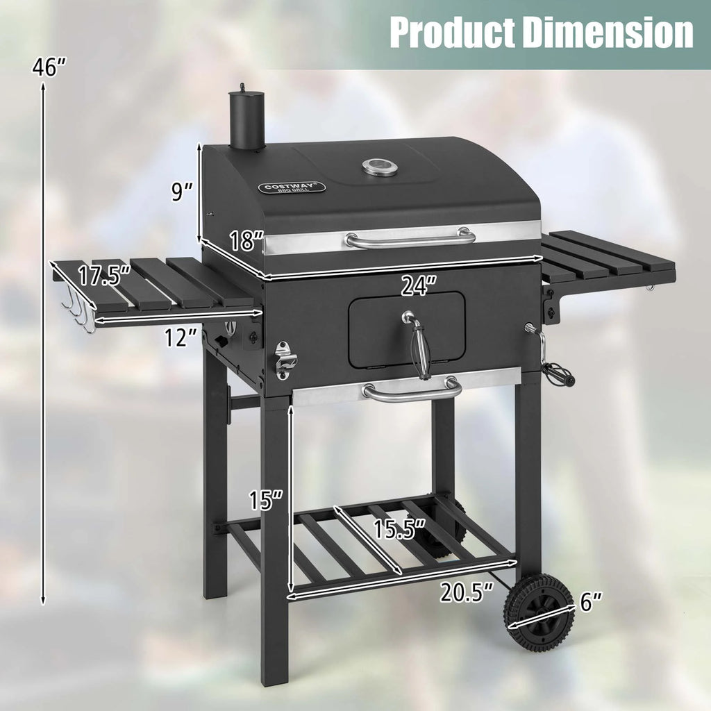 Outdoor Charcoal Grill with 2 Foldable Side Table T93905