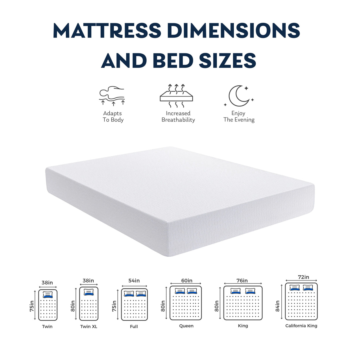 Blue 8 inch Cooling Gel Memory Foam Mattress U714