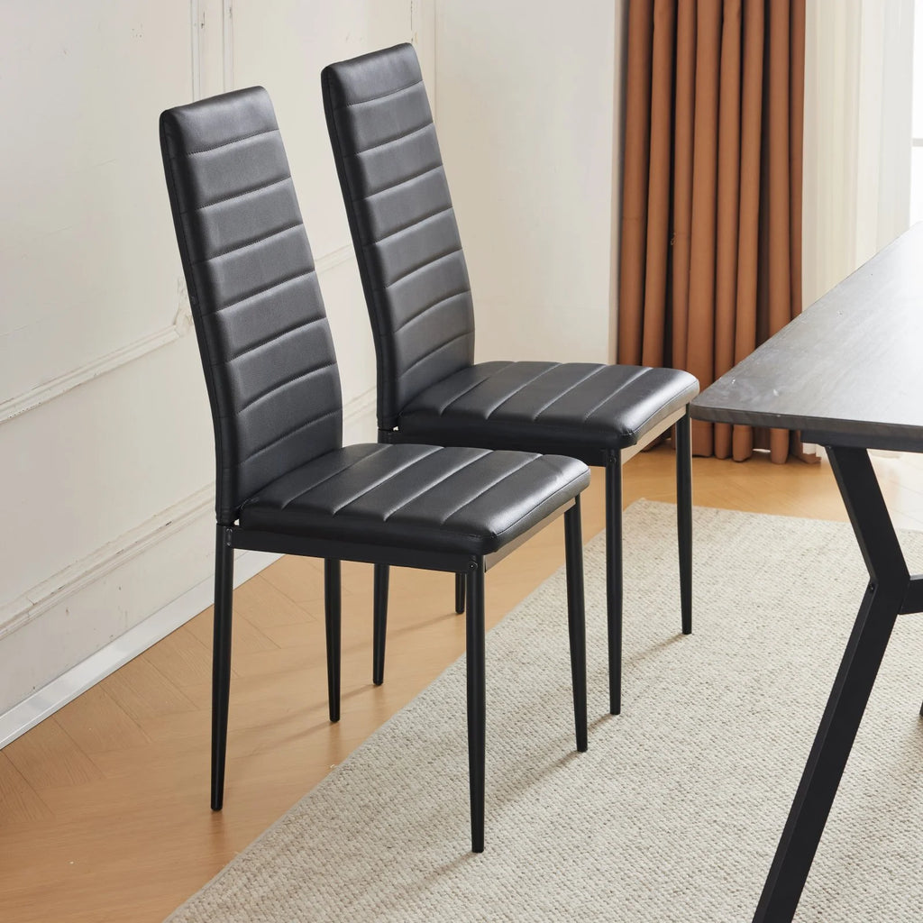 Black Faux Marble Dining Table Set for 6 I636207