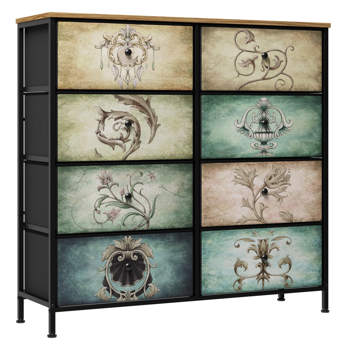 9 Drawer Dresser with Steel Frame Wooden Top G883960