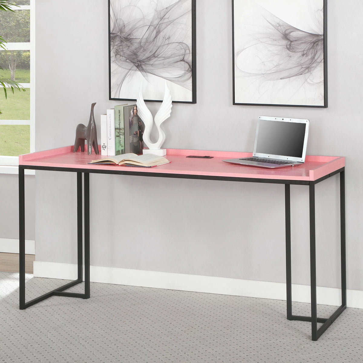 Contemporary Wood Big Desk with USB Plug E41055
