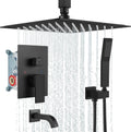 12 Inch Matte Black Ceiling Mount Rain Shower Head Set with Handheld Spray and Tub Filler M22435