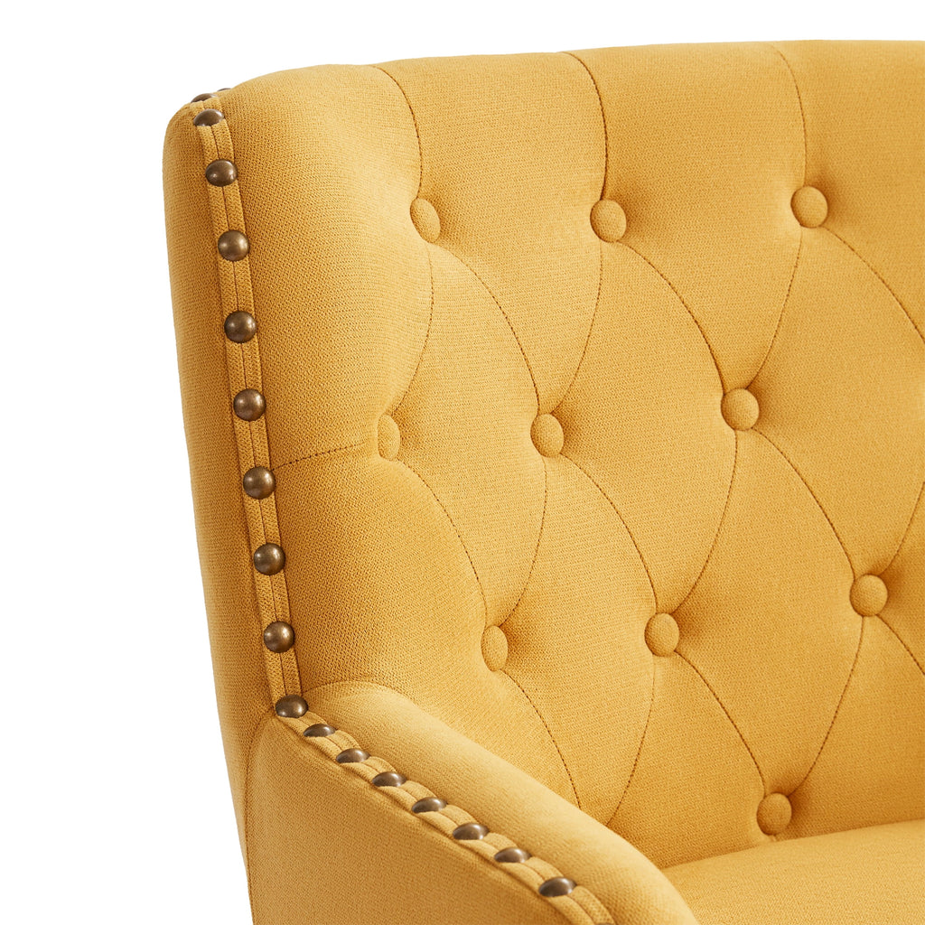 Yellow Upholstered Accent Chair with Ottoman B499